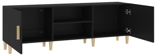 Fekete szerelt fa TV-szekrény 150 x 30 x 50 cm