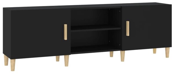 Fekete szerelt fa TV-szekrény 150 x 30 x 50 cm