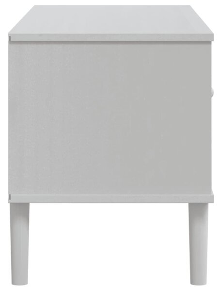 SENJA fehér rattanhatású tömör fenyő tévészekrény 112x40x80 cm