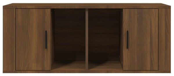Barna tölgyszínű szerelt fa TV-szekrény 100 x 35 x 40 cm