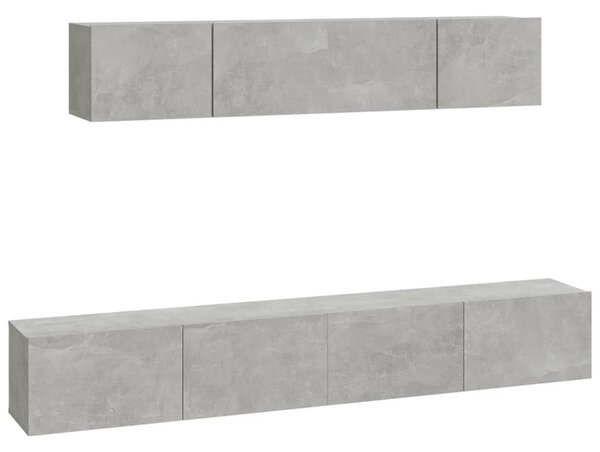 4 részes betonszürke szerelt fa TV-szekrényszett