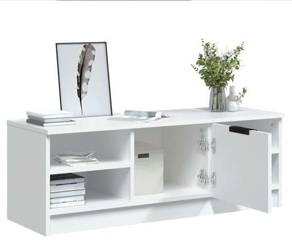 Fehér szerelt fa TV-szekrény 102 x 35,5 x 36,5 cm