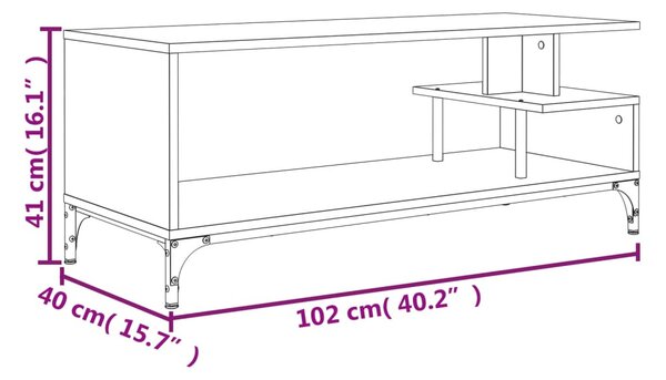 Fekete szerelt fa/porszórt acél TV-szekrény 102 x 40 x 41 cm