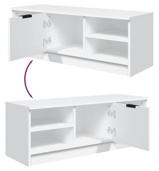 Fehér szerelt fa TV-szekrény 102 x 35,5 x 36,5 cm
