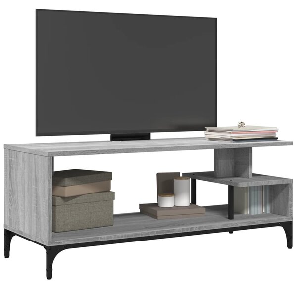 Szürke sonoma szerelt fa/porszórt acél TV-szekrény 102x40x41 cm