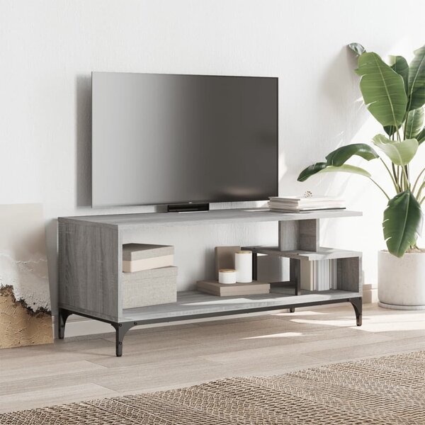 Szürke sonoma szerelt fa/porszórt acél TV-szekrény 102x40x41 cm