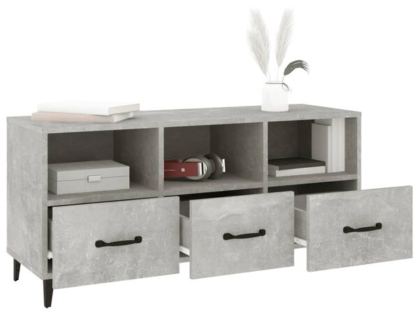 Betonszürke szerelt fa TV-szekrény 102 x 35 x 50 cm