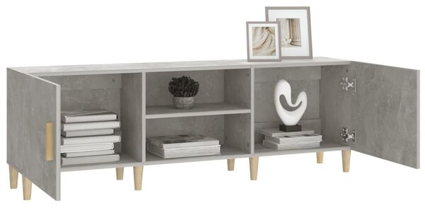 Betonszürke szerelt fa TV-szekrény 150 x 30 x 50 cm
