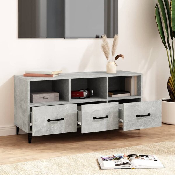 Betonszürke szerelt fa TV-szekrény 102 x 35 x 50 cm