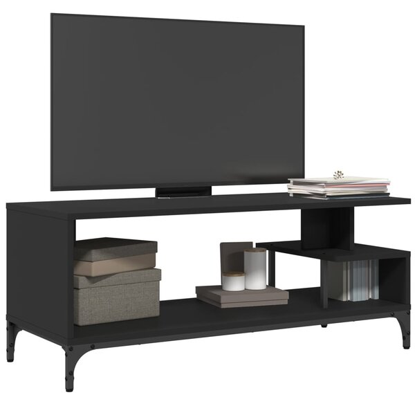 Fekete szerelt fa/porszórt acél TV-szekrény 102 x 40 x 41 cm