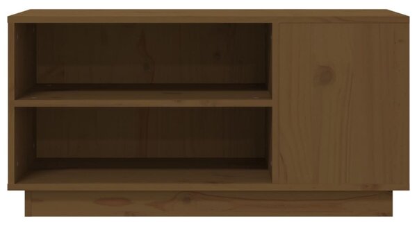 Mézbarna tömör fenyőfa TV-szekrény 80x35x40,5 cm