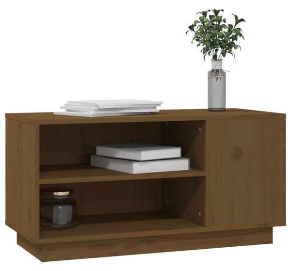 Mézbarna tömör fenyőfa TV-szekrény 80x35x40,5 cm