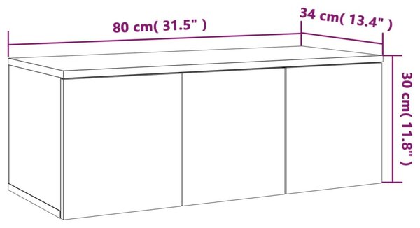 Szürke sonoma színű szerelt fa TV-szekrény 80x34x30 cm