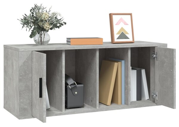 Betonszürke szerelt fa TV-szekrény 100x35x40 cm
