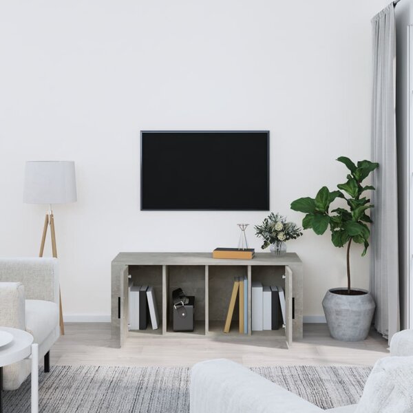 Betonszürke szerelt fa TV-szekrény 100x35x40 cm