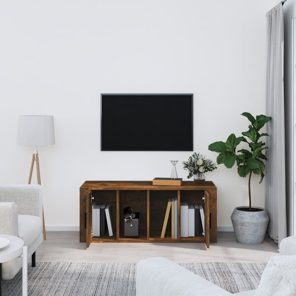 Füstös tölgy színű szerelt fa TV-szekrény 100 x 35 x 40 cm