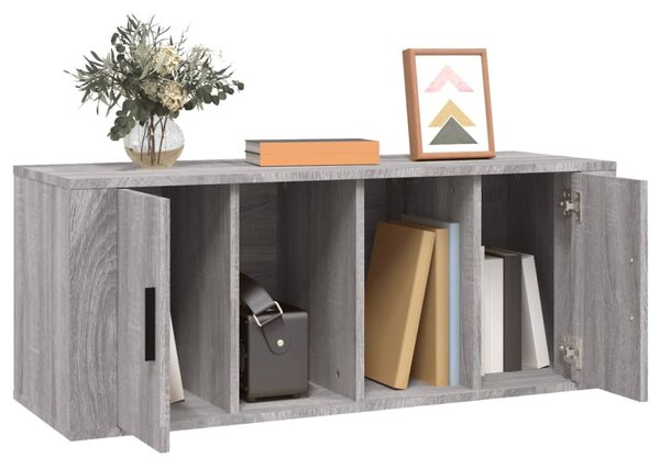 Szürke sonoma színű szerelt fa TV-szekrény 100 x 35 x 40 cm