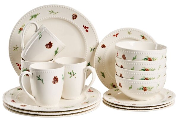 16 darabos étkészlet MARJORAM Porcelán Fehér