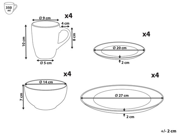 16 darabos étkészlet MARJORAM Porcelán Fehér