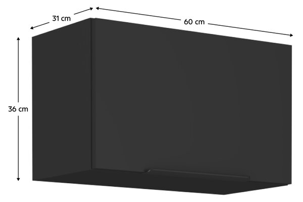 KONDELA Felső szekrény, fekete, SIBER 60 GU-36 1F