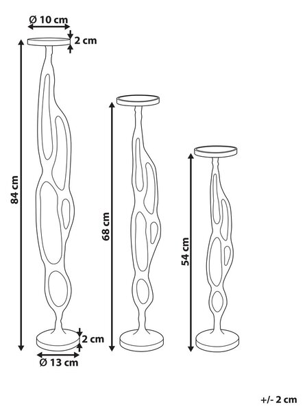 Gyertyatartó háromdarabos szettben BUNI Fém 54/68/84 cm Fekete