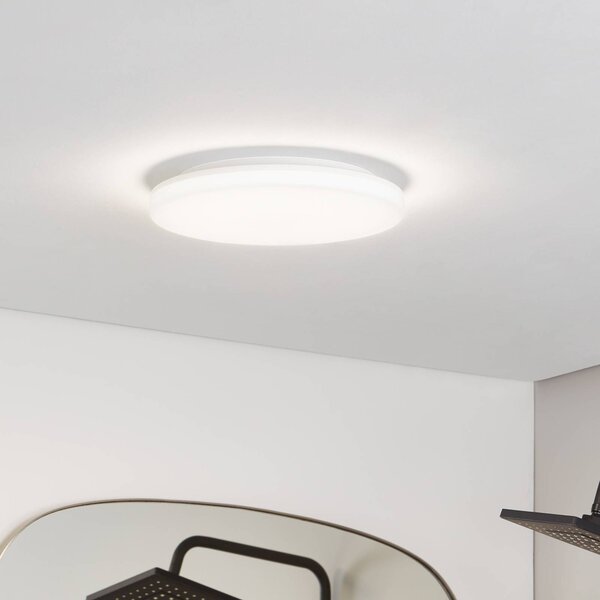 PRIOS Prios LED mennyezeti lámpa Artin, Ø 33 cm, fehér, CCT, IP65, Fehér / opál, Fürdőszoba, Műanyag, Modern