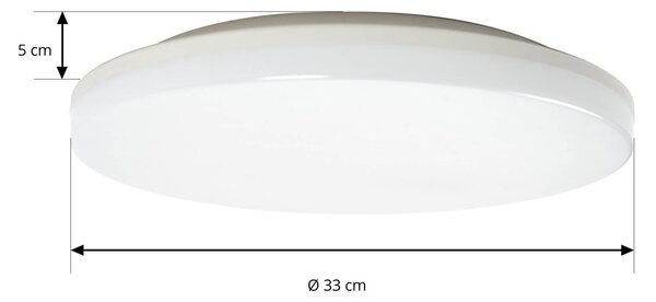 PRIOS Prios LED mennyezeti lámpa Artin, Ø 33 cm, fehér, CCT, IP65, Fehér / opál, Fürdőszoba, Műanyag, Modern