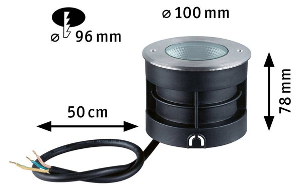 Paulmann Vanea LED padlóbeépített padlófény IP67, Ø 10cm, Alu / szürke / cink, Alumínium, Modern