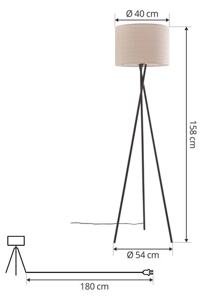 Lindby állólámpa Soula, Ø 40 cm, bézs, műanyag, E27, Krém / borostyánsárga, Nappali / Étkező, Műanyag, Vidéki otthon / Rusztikus