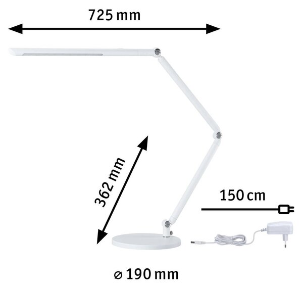 Paulmann FlexBar LED íróasztal lámpa, fehér, 36 cm, CCT, dimmelhető, Fehér / opál, Dolgozószoba / Iroda, Alumínium, Modern