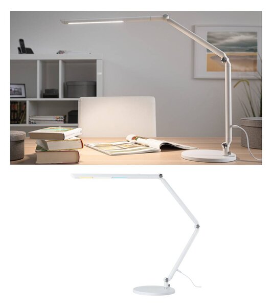 Paulmann FlexBar LED íróasztal lámpa, fehér, 36 cm, CCT, dimmelhető, Fehér / opál, Dolgozószoba / Iroda, Alumínium, Modern