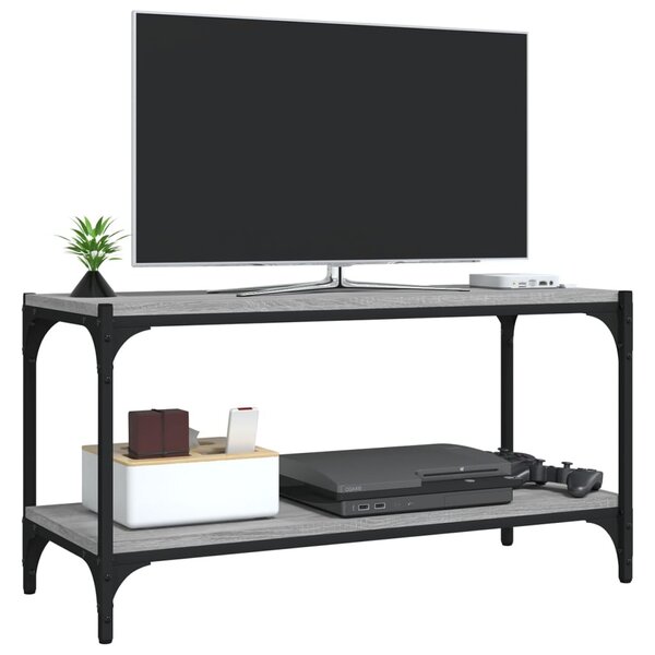 Szürke sonoma színű szerelt fa és acél TV-szekrény 80x33x41 cm
