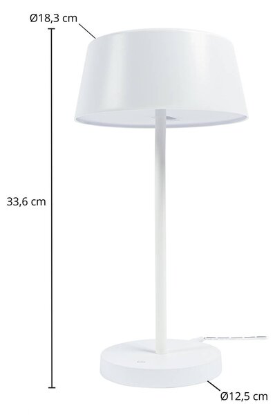 Lindby Milica LED asztali lámpa, fehér, fényerőszabályozható, dimmelhető, Fehér / opál, Nappali / Étkező, fém, Skandináv