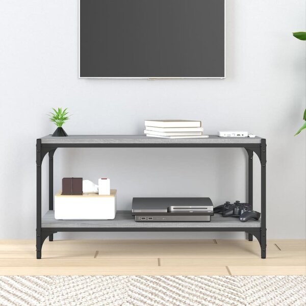 Szürke sonoma színű szerelt fa és acél TV-szekrény 80x33x41 cm