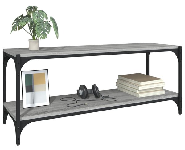 Szürke sonoma színű szerelt fa és acél TV-szekrény 100x33x41 cm