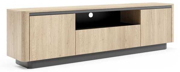 TV-állvány Sevdori 104, Laminált forgácslap, 55x200x38cm, Fekete, Cremona tölgy