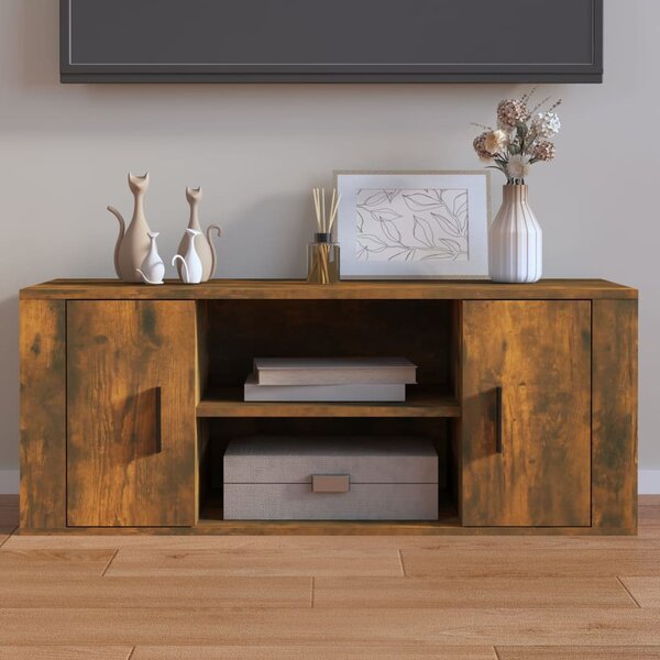 Füstös tölgy színű szerelt fa TV-szekrény 100 x 35 x 40 cm