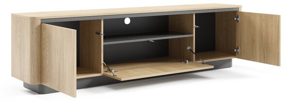 TV-állvány Sevdori 104, Laminált forgácslap, 55x200x38cm, Fekete, Cremona tölgy