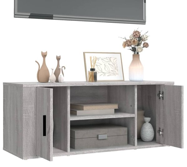 Szürke sonoma színű szerelt fa TV-szekrény 100 x 35 x 40 cm