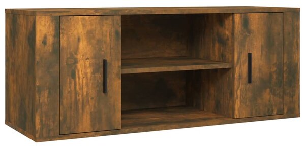 Füstös tölgy színű szerelt fa TV-szekrény 100 x 35 x 40 cm