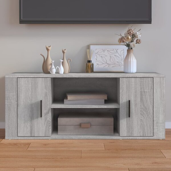 Szürke sonoma színű szerelt fa TV-szekrény 100 x 35 x 40 cm