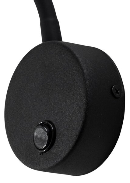 TK Lighting Lagos fali lámpa, 45 cm, fekete, olvasólámpa, állítható, G9, Fekete, Hálószoba, fém, Modern