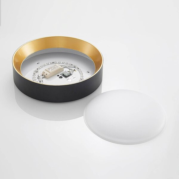 Lindby Kambia LED mennyezeti lámpa, 45 cm, Fekete, Nappali / Étkező, Alumínium, Modern