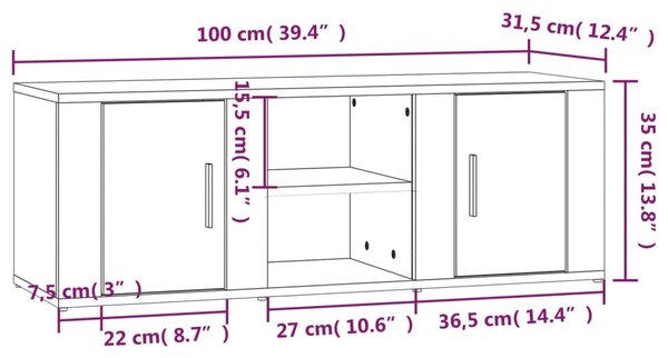Sonoma tölgyszínű szerelt fa TV-szekrény 100x31,5x35 cm