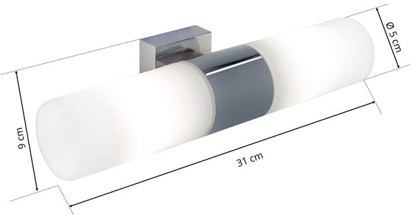 Nordlux Target fali lámpa, króm színű, 2-lámpás, IP44, dimmelhető, Króm / ezüst, Fürdőszoba, fém, Modern