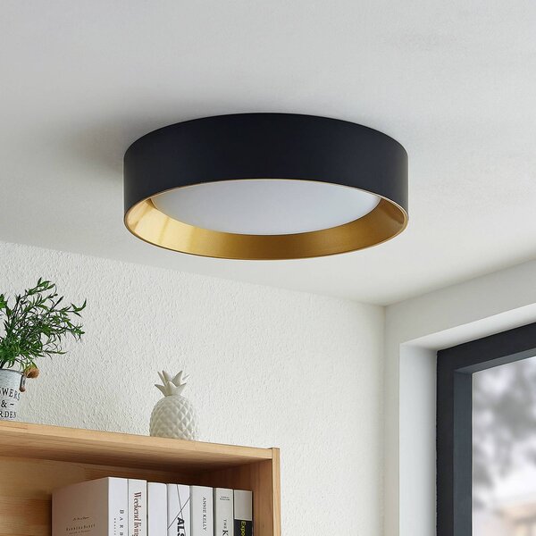 Lindby Kambia LED mennyezeti lámpa, 45 cm, Fekete, Nappali / Étkező, Alumínium, Modern