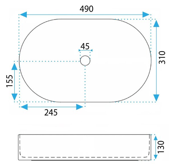 Rea Vanda, pultra szerelhető mosdó 490x310x130 mm, sötétzöld, REA-U3611
