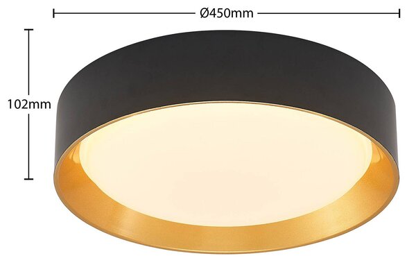 Lindby Kambia LED mennyezeti lámpa, 45 cm, Fekete, Nappali / Étkező, Alumínium, Modern