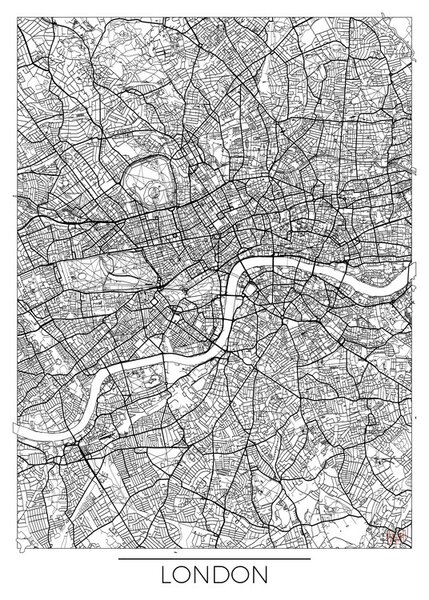 London Térképe, Hubert Roguski, (30 x 40 cm)