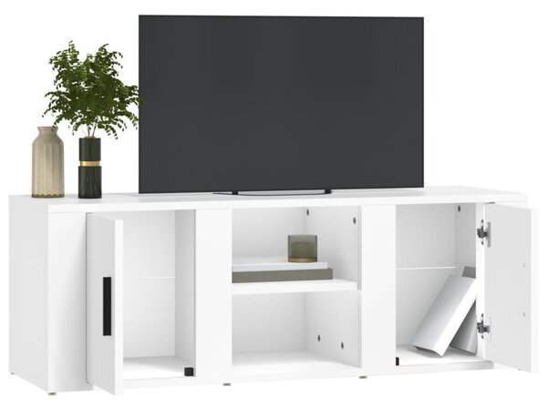 Fehér szerelt fa TV-szekrény 100x31,5x35 cm